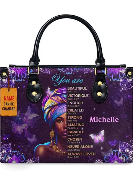 Luxury African Girl Print Leather Top-Handle Tote Handbag for Women