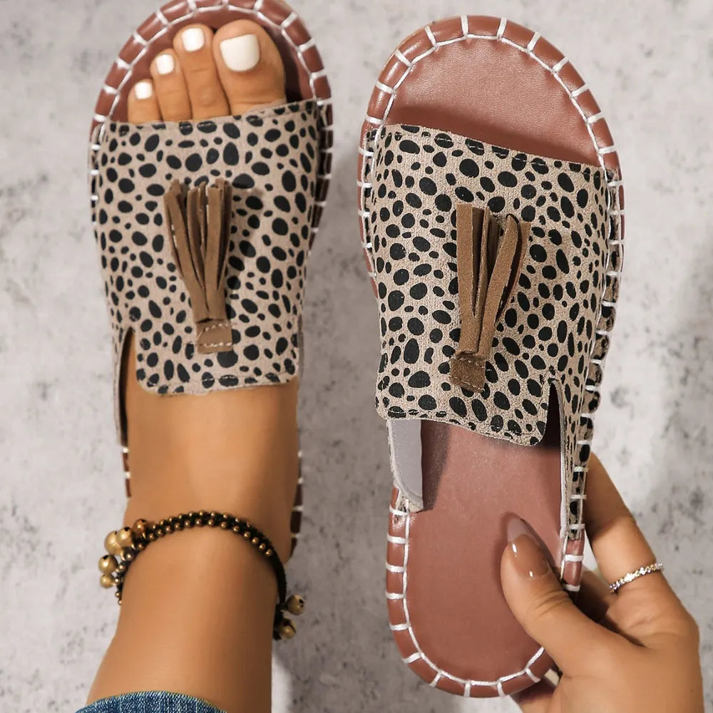 Cove Fiorenza — Fringe Leopard Open Toe Sandals Fashion Footwear, alternate view 3