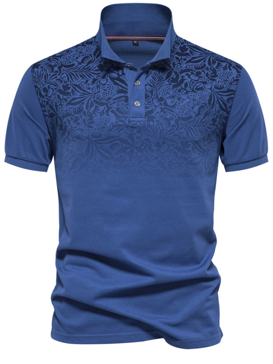Men's Printed Collared Neck Short Sleeve Polo - Opulent Empire