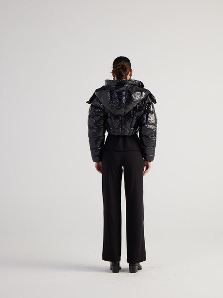 Aida Black Puffer Hooded Jacket