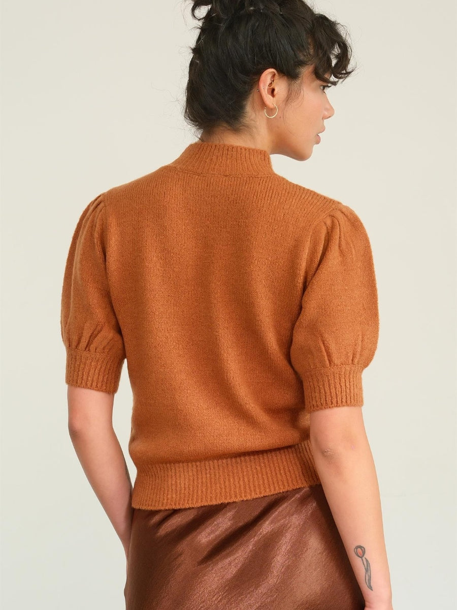 HYFVE Mock Neck Puff Sleeve Sweater