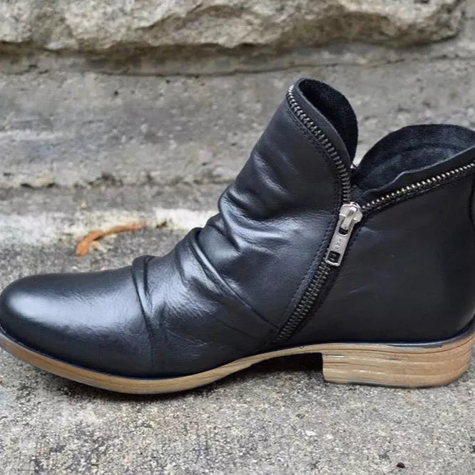 Ciel Fiorenza — Round Toe Block Heels Boots Fashion Footwear