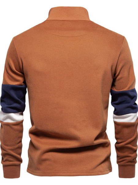 Men's Color Block Long Sleeve Polo - Opulent Empire