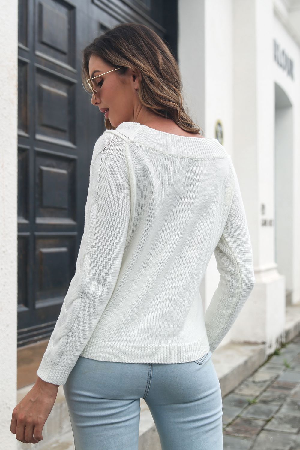 Jules Rivière — Cable-Knit Long Sleeve Sweater, alternate view 3