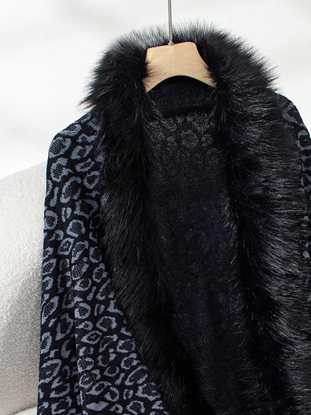 Rain Sorrento — Fringe Leopard Open Front Long Sleeve Poncho, alternate view 19