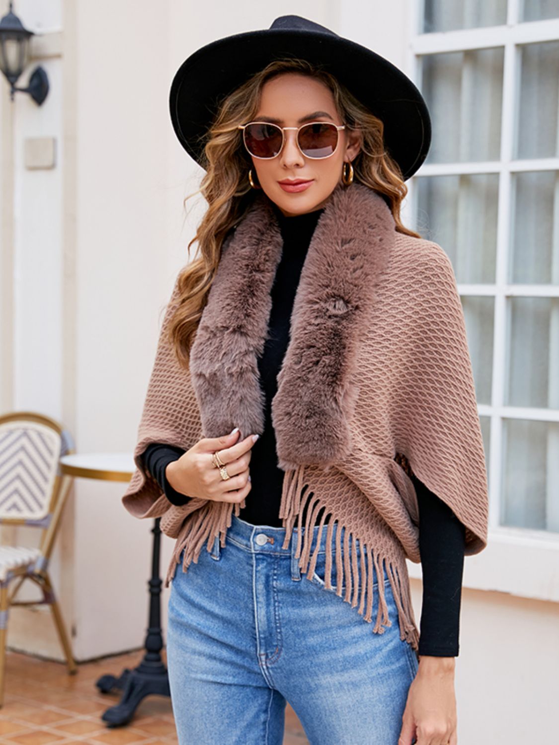Zephyr Sorrento — Open Front Fringe Hem Poncho, alternate view 4