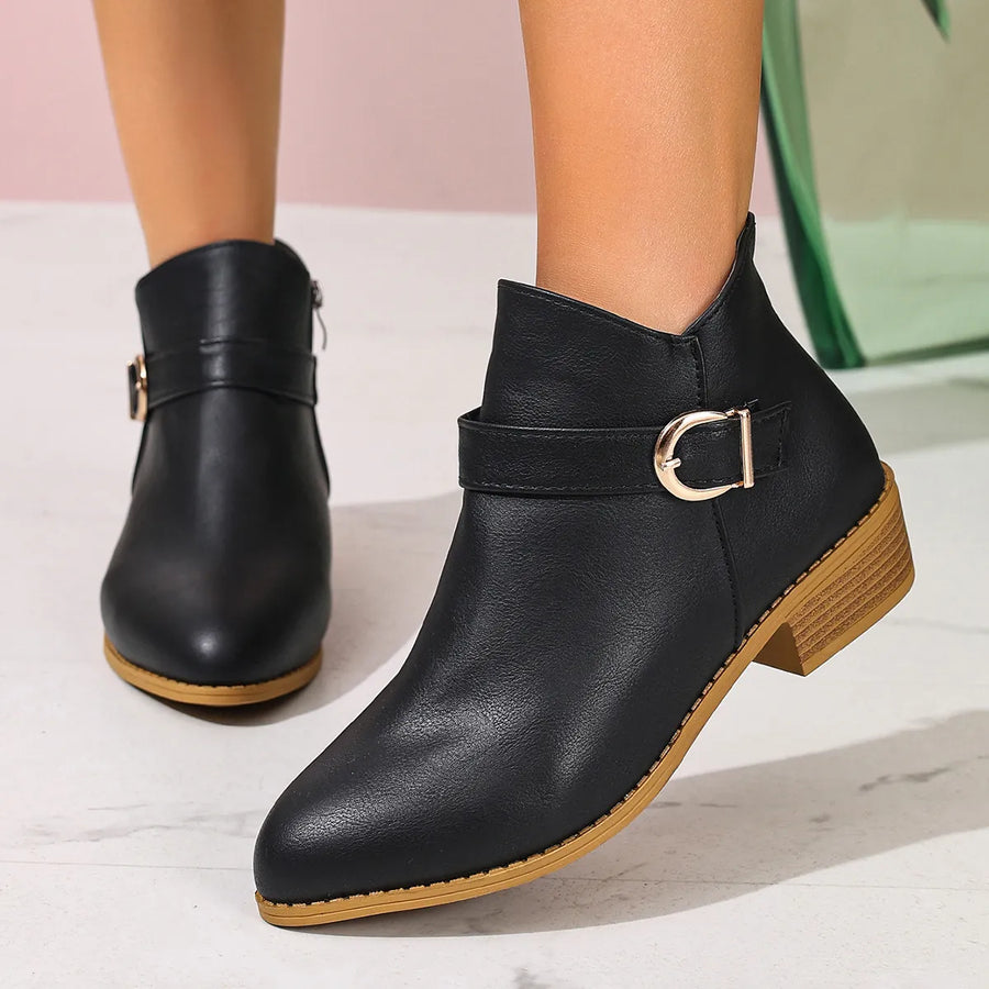 Aster Bellini — Point Toe Block Heels Boots Fashion Footwear