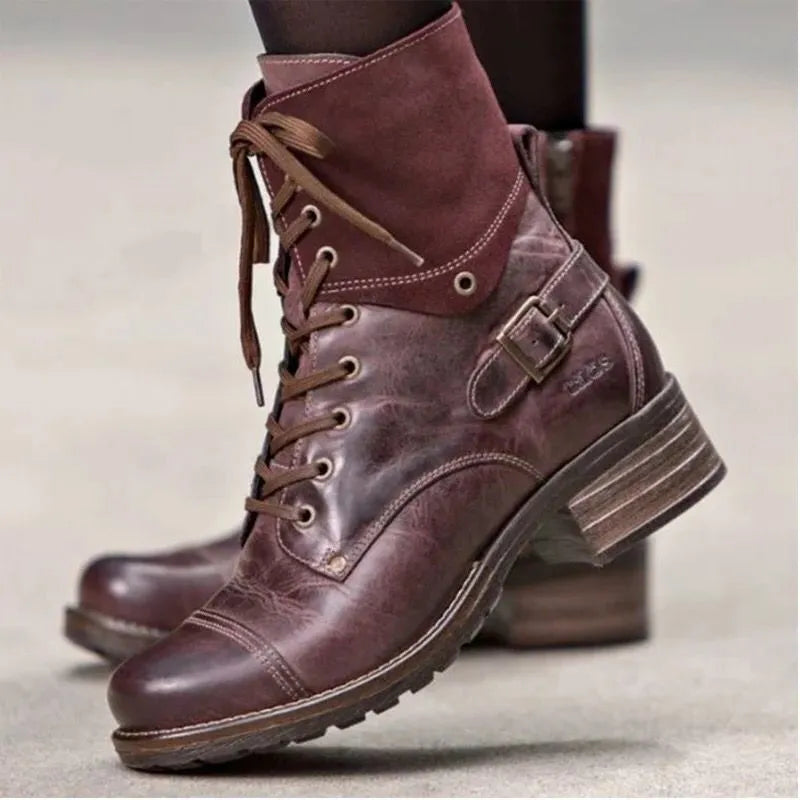 Indigo Sorrento — Lace-Up Block Heel Boots
