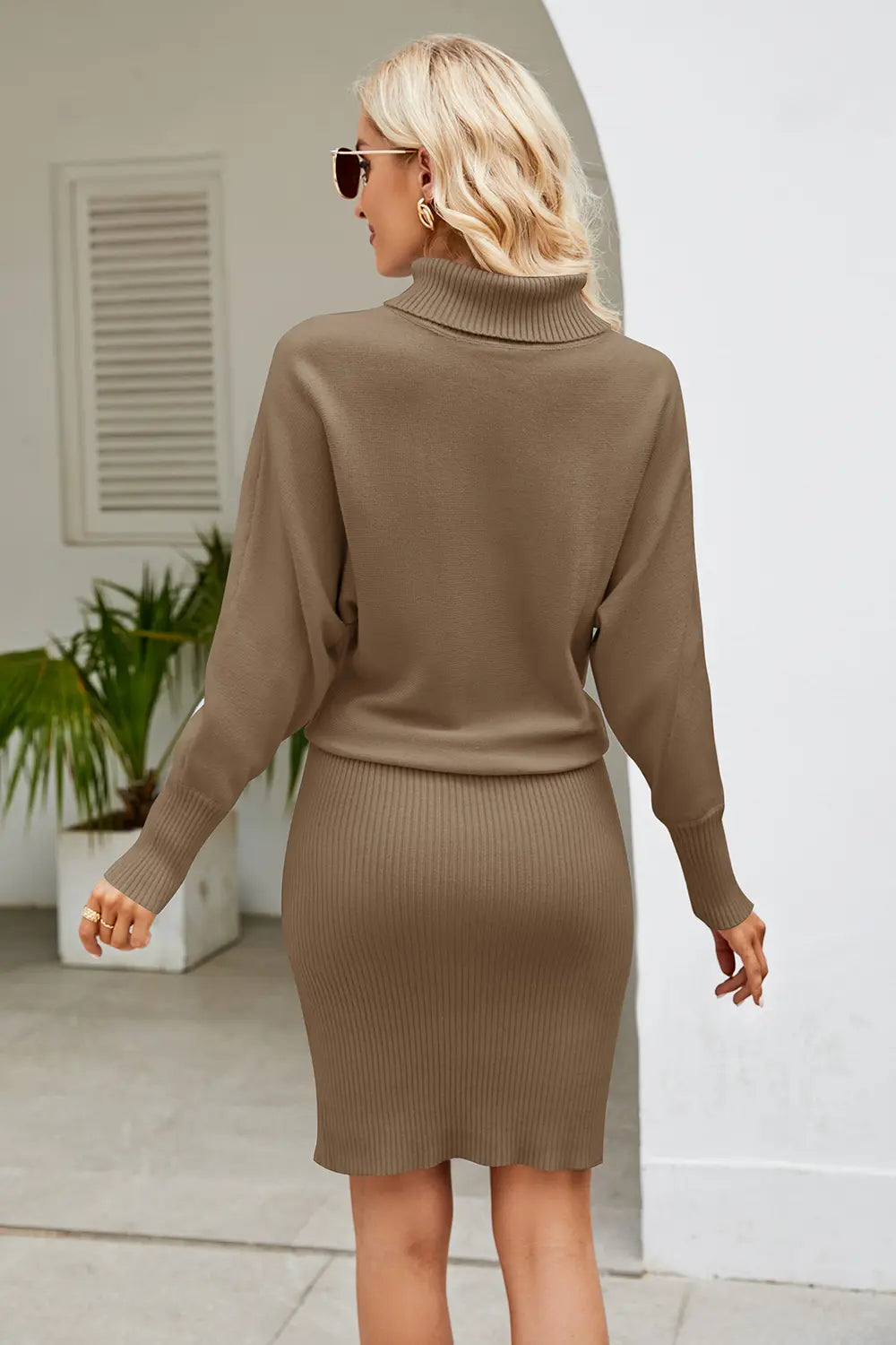 Rain Rivière — Ribbed Mock Neck Long Sleeve Dress, alternate view 13