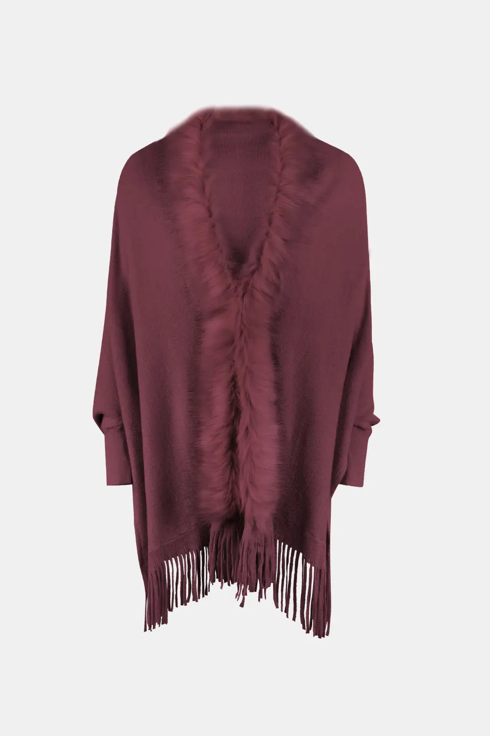 Blaise Versailles — Fringe Open Front Long Sleeve Poncho, alternate view 5