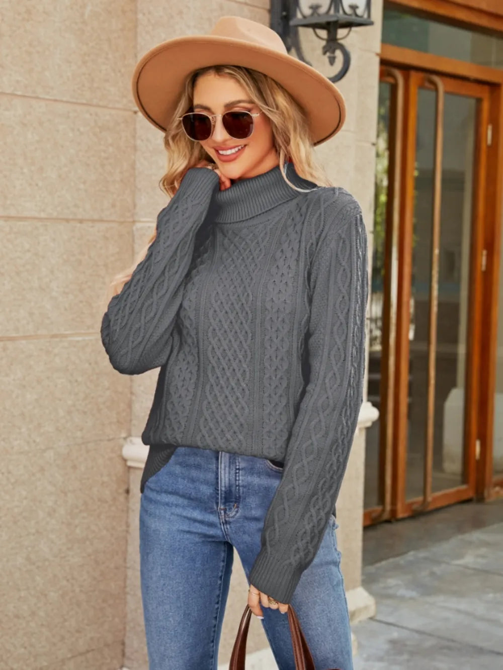 Blaise Valmont — Cable-Knit Mock Neck Sweater, alternate view 8