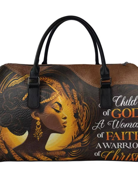 Zahara™ | Elegant African Warrior Faith Leather Duffel - Opulent Empire