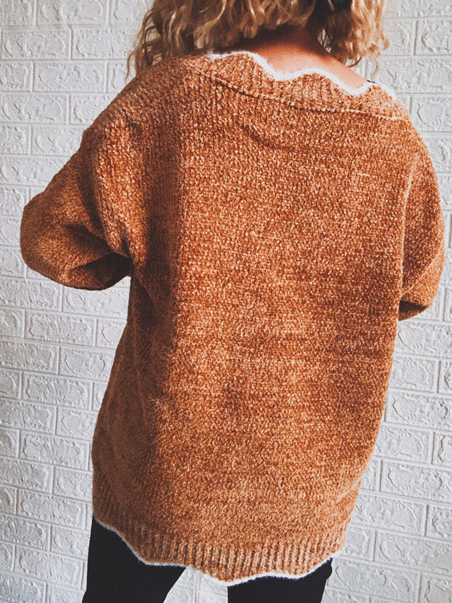 Arden Rivière — Notched Dropped Shoulder Long Sleeve Sweater, alternate view 2