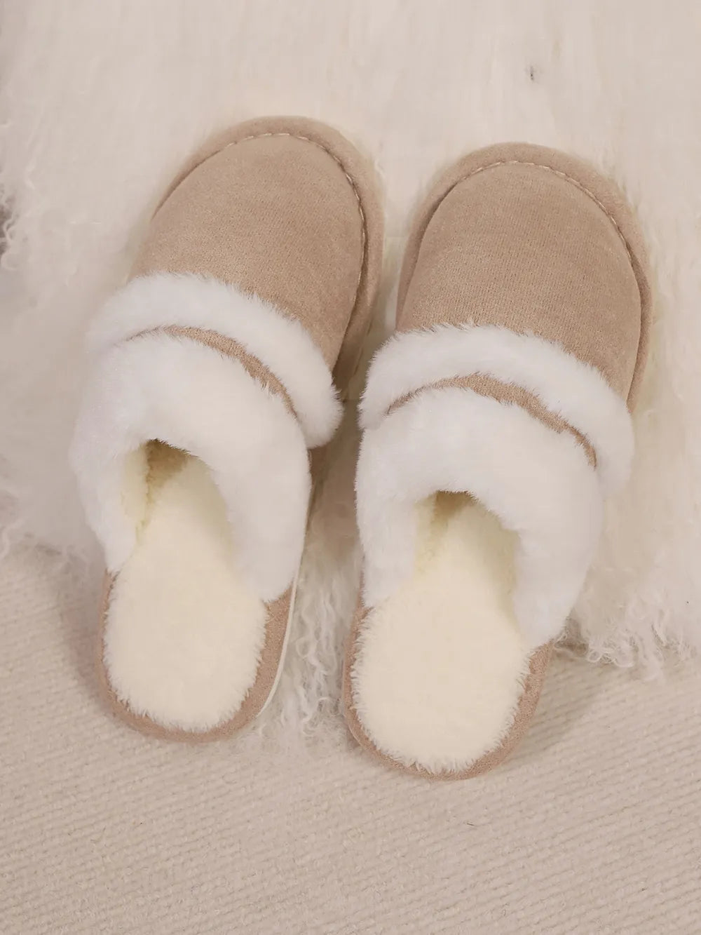 Jules Allegra — Contrast Faux Fur Round Toe Slippers Fashion Footwear, alternate view 6