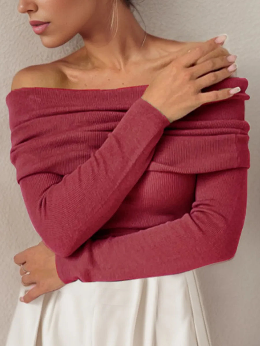 Lior Rousseau — Off-Shoulder Long Sleeve Sweater