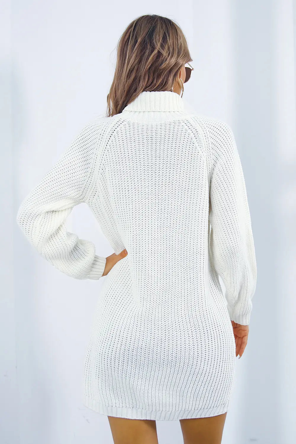Onyx Fontaine — Buttoned Turtleneck Long Sleeve Sweater Dress, alternate view 6