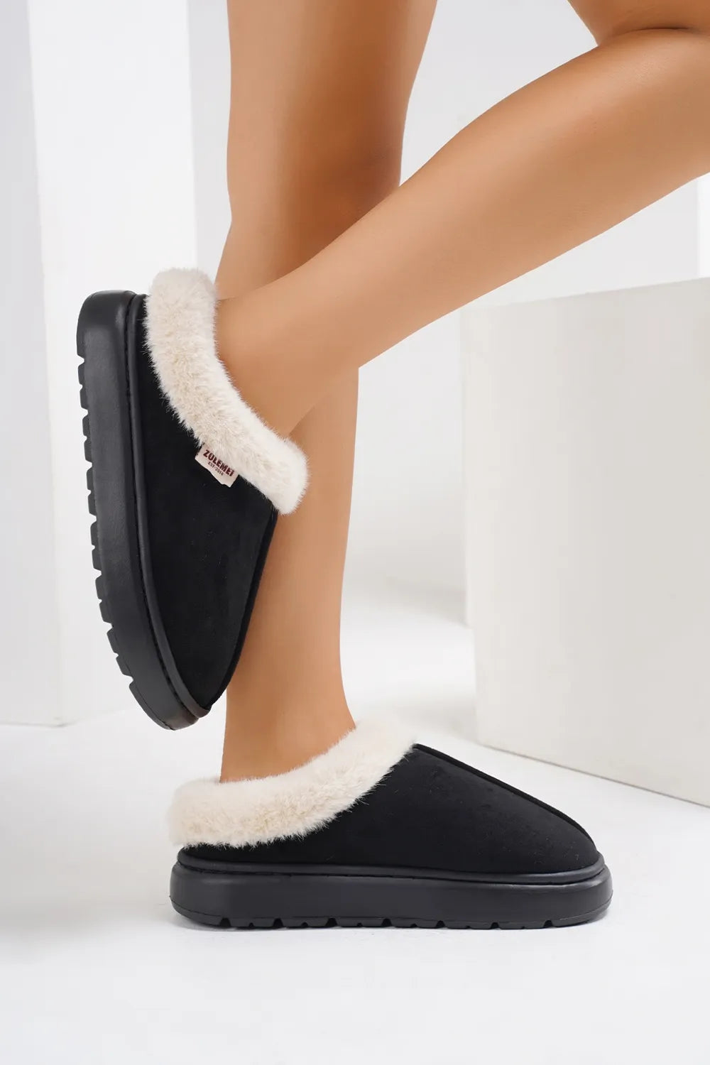 Blaise Allegra — Furry Round Toe Platform Slippers Fashion Footwear, alternate view 6