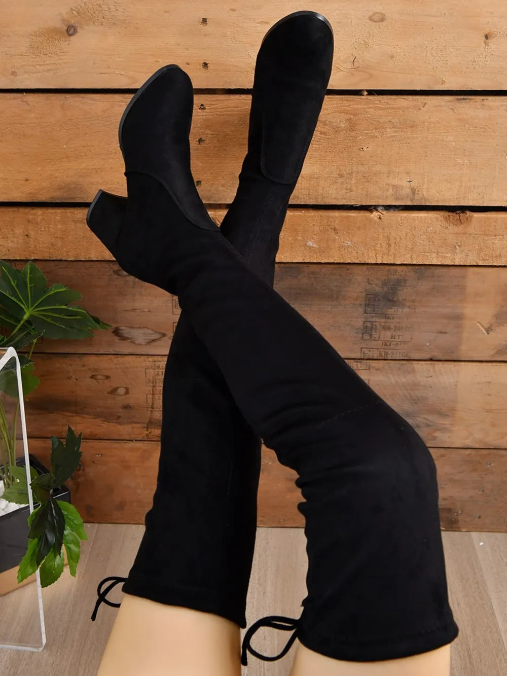 Gray Marino — Round Toe Block Heel Boots, alternate view 3