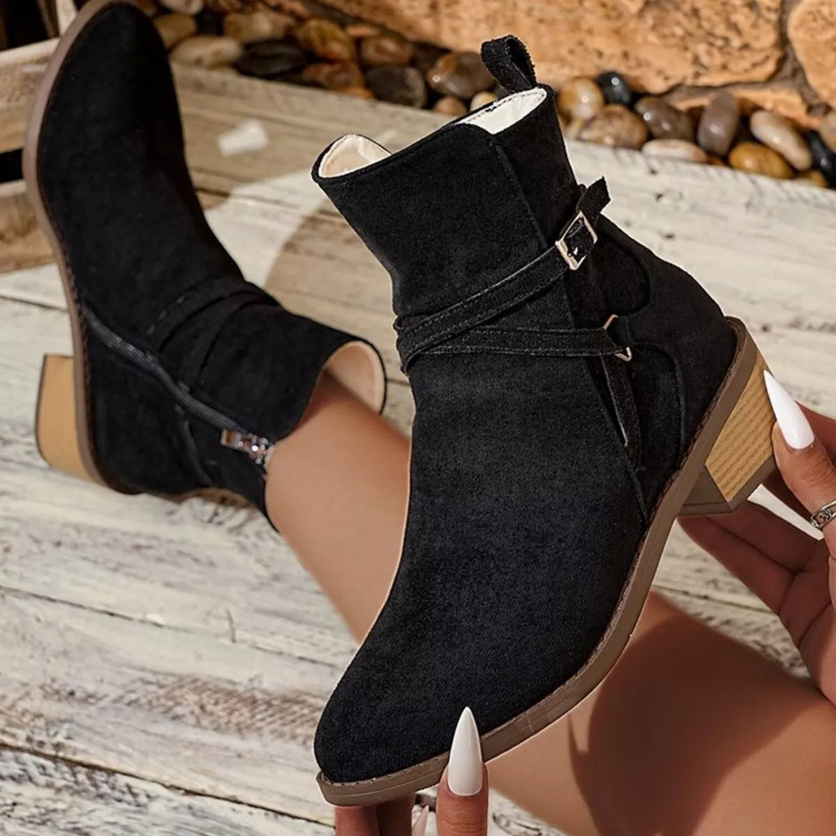 Paris Fiorenza — Side Zip Block Heels Boots Fashion Footwear, alternate view 3
