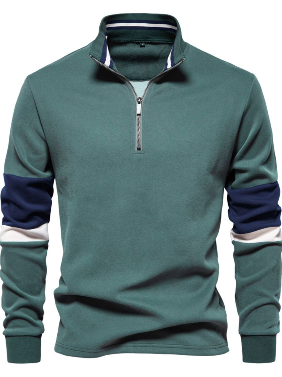 Men's Color Block Long Sleeve Polo - Opulent Empire
