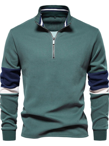 Men's Color Block Long Sleeve Polo - Opulent Empire