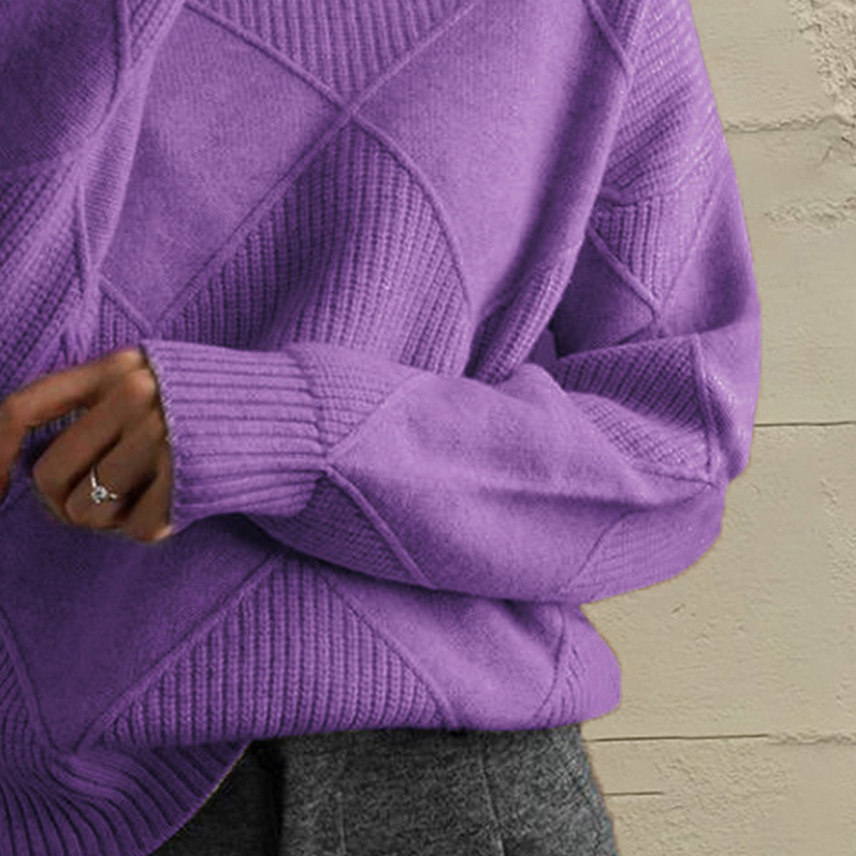 Emery Rivière — Geometric Turtleneck Long Sleeve Sweater, alternate view 6