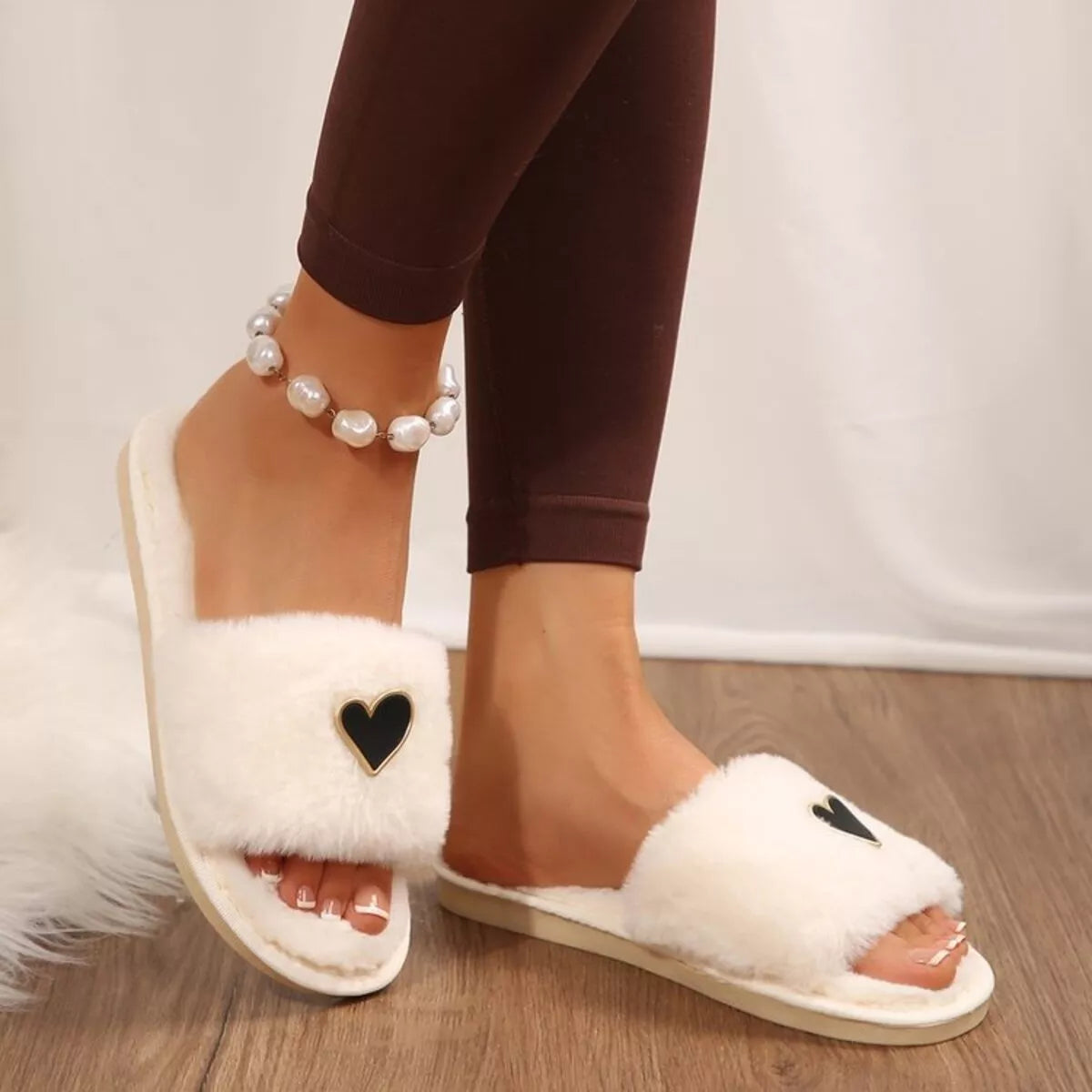 Wren Rosetti — Heart Open Toe Flats Slippers Fashion Footwear, alternate view 8