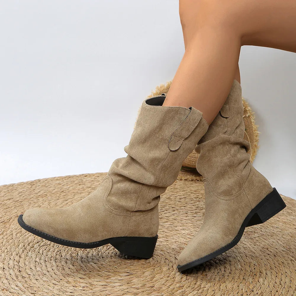 Reese Marino — Pleated Pull-On Western Cowboy Boots Fashion Footwear, alternate view 5