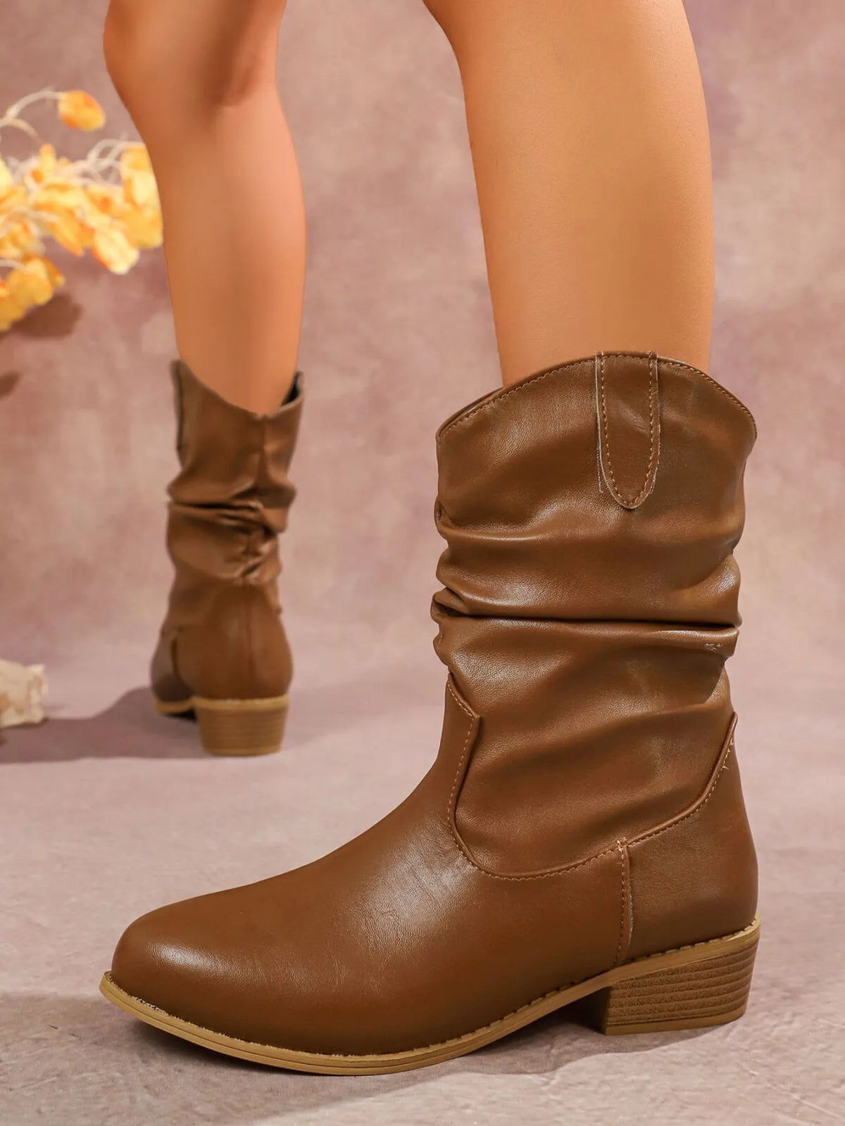 Noa Marino — Mid-Calf Western Boots with Block Heels Fashion Footwear, alternate view 7