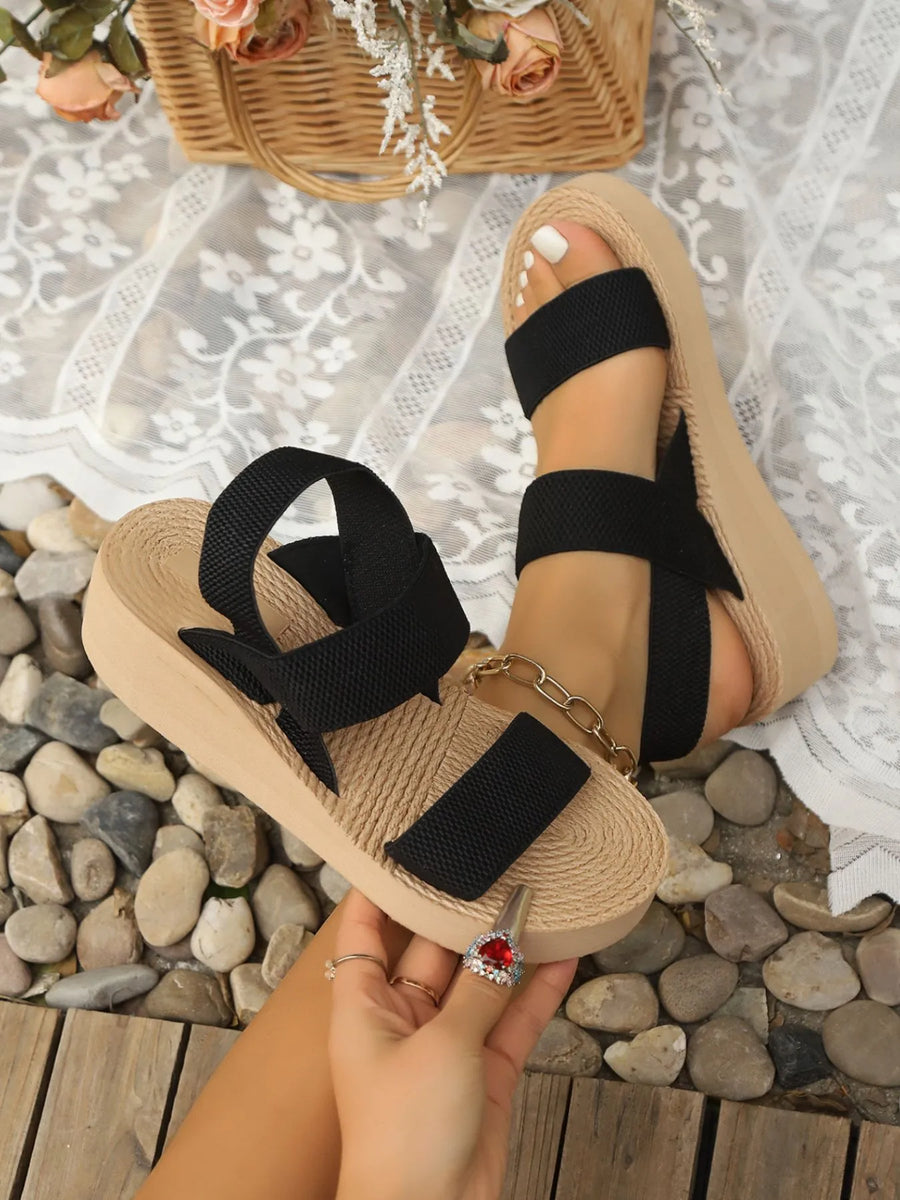 Sasha Bellini — Leopard Open Toe Wedge Sandals Fashion Footwear