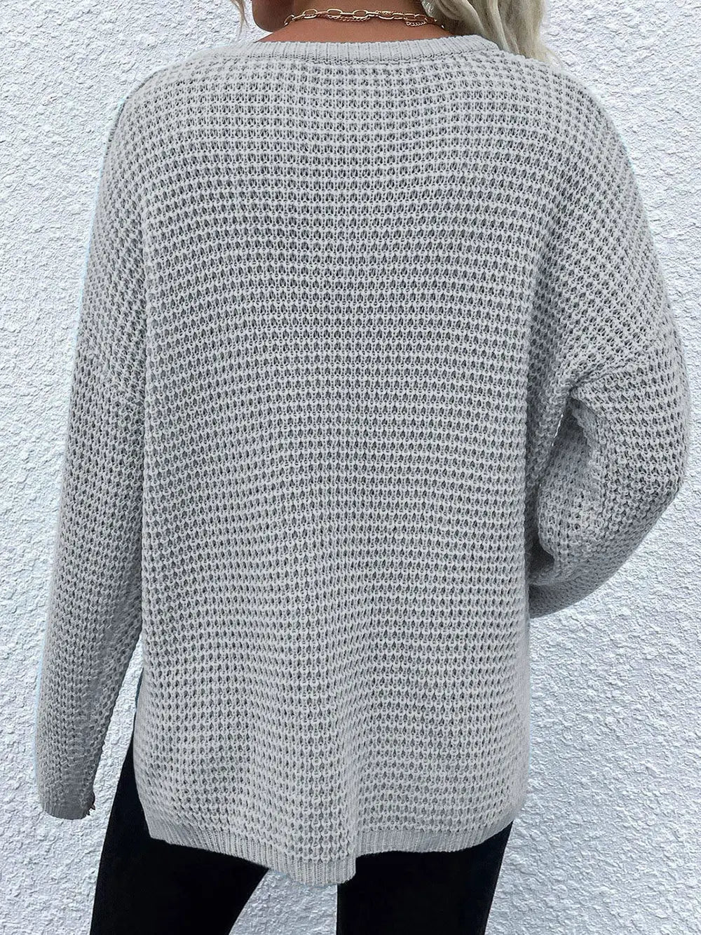 Indigo Rousseau — Notched Long Sleeve Sweater, alternate view 12