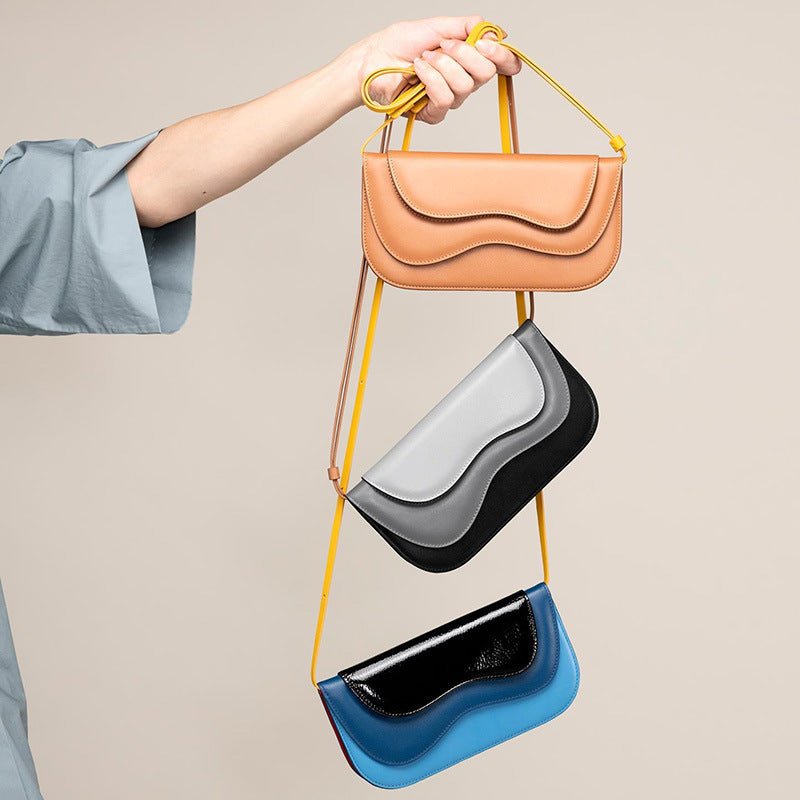 Design Style Niche Turkish Contrast Color Letter Holding New Irregular Multi-Layer Wave Pattern Single Shoulder Bag - Opulent Empire