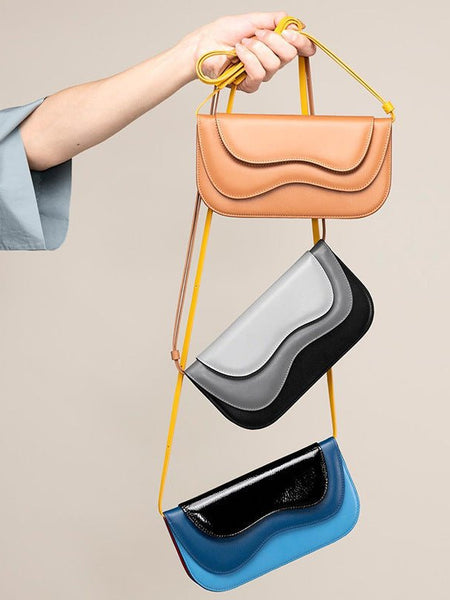 Design Style Niche Turkish Contrast Color Letter Holding New Irregular Multi-Layer Wave Pattern Single Shoulder Bag - Opulent Empire