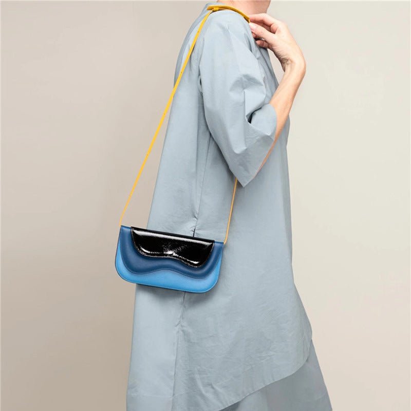 Design Style Niche Turkish Contrast Color Letter Holding New Irregular Multi-Layer Wave Pattern Single Shoulder Bag - Opulent Empire