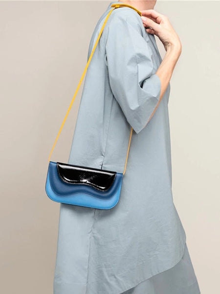 Design Style Niche Turkish Contrast Color Letter Holding New Irregular Multi-Layer Wave Pattern Single Shoulder Bag - Opulent Empire