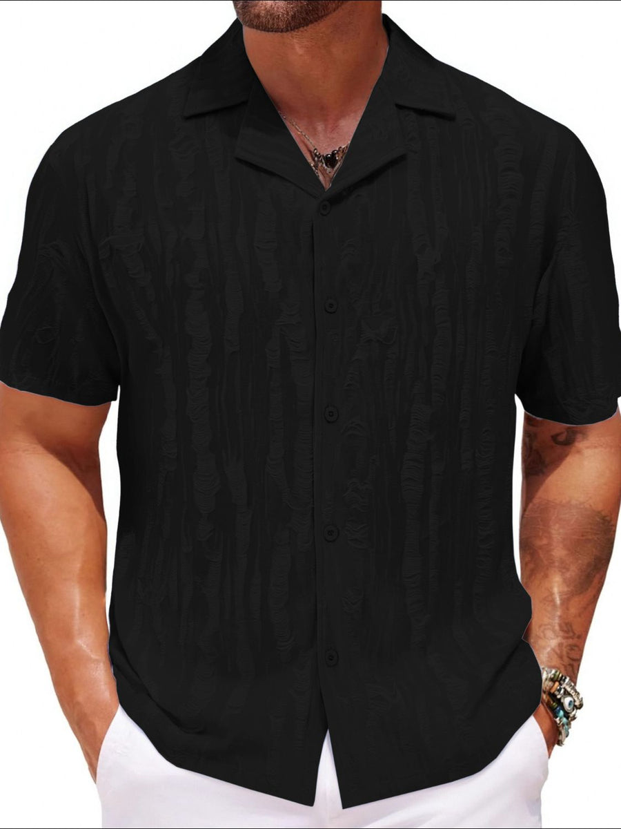 Men's Plus Size Collared Neck Short Sleeve Shirt - Opulent Empire