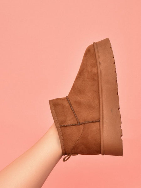 WILD DIVA Suede Round Toe Platform Booties - Opulent Empire