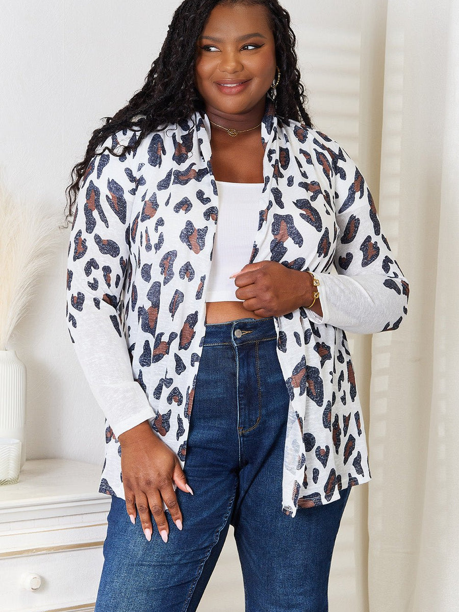 Double Take Leopard Long Sleeve Cardigan - Opulent EmpireDouble Take Leopard Long Sleeve CardiganOpulent Empire