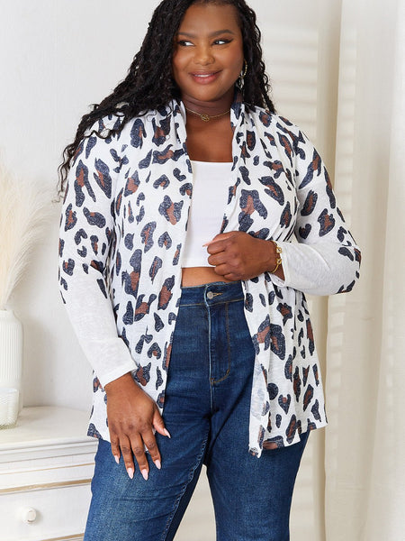 Double Take Leopard Long Sleeve Cardigan - Opulent EmpireDouble Take Leopard Long Sleeve CardiganOpulent Empire