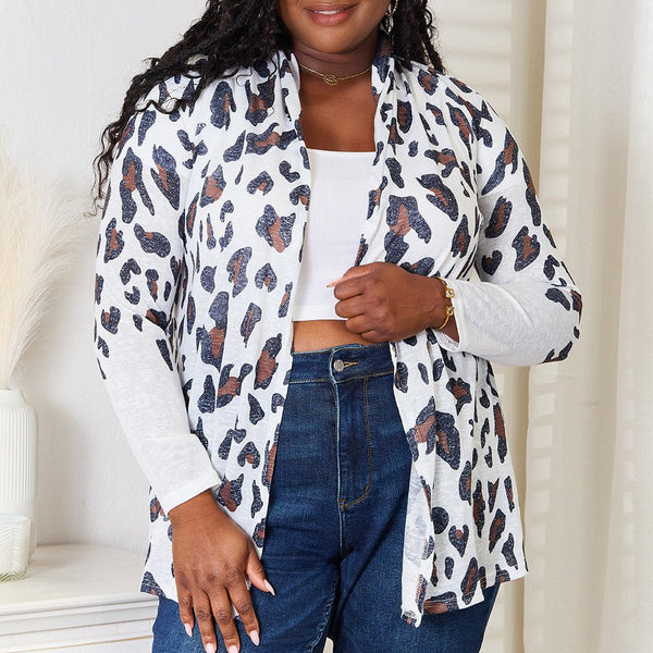 Double Take Leopard Long Sleeve Cardigan - Opulent EmpireDouble Take Leopard Long Sleeve CardiganOpulent Empire