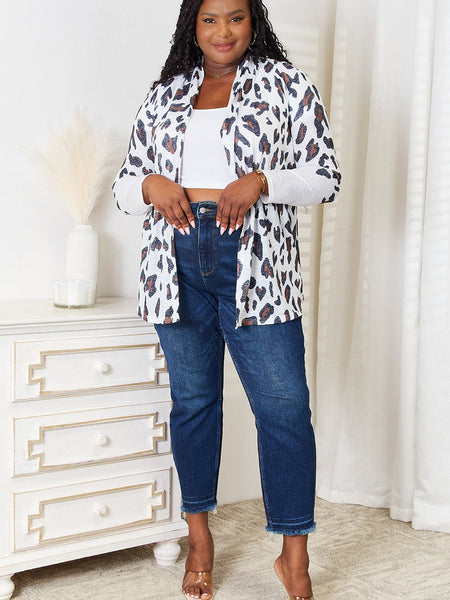 Double Take Leopard Long Sleeve Cardigan - Opulent EmpireDouble Take Leopard Long Sleeve CardiganOpulent Empire