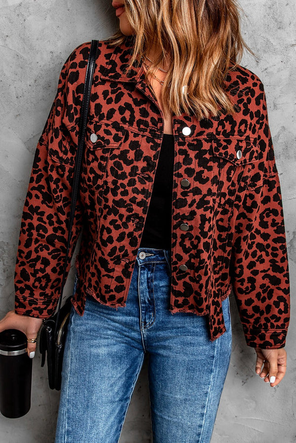 Double Take Leopard Raw Hem Jacket - Opulent EmpireDouble Take Leopard Raw Hem JacketOpulent Empire