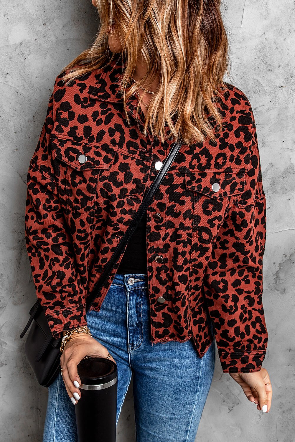 Double Take Leopard Raw Hem Jacket - Opulent EmpireDouble Take Leopard Raw Hem JacketOpulent Empire