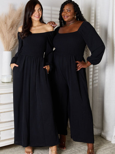 Double Take Square Neck Jumpsuit with Pockets - Opulent EmpireDouble Take Square Neck Jumpsuit with PocketsOpulent Empire