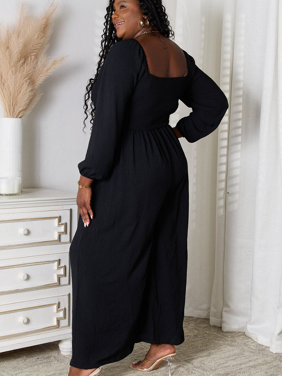 Double Take Square Neck Jumpsuit with Pockets - Opulent EmpireDouble Take Square Neck Jumpsuit with PocketsOpulent Empire