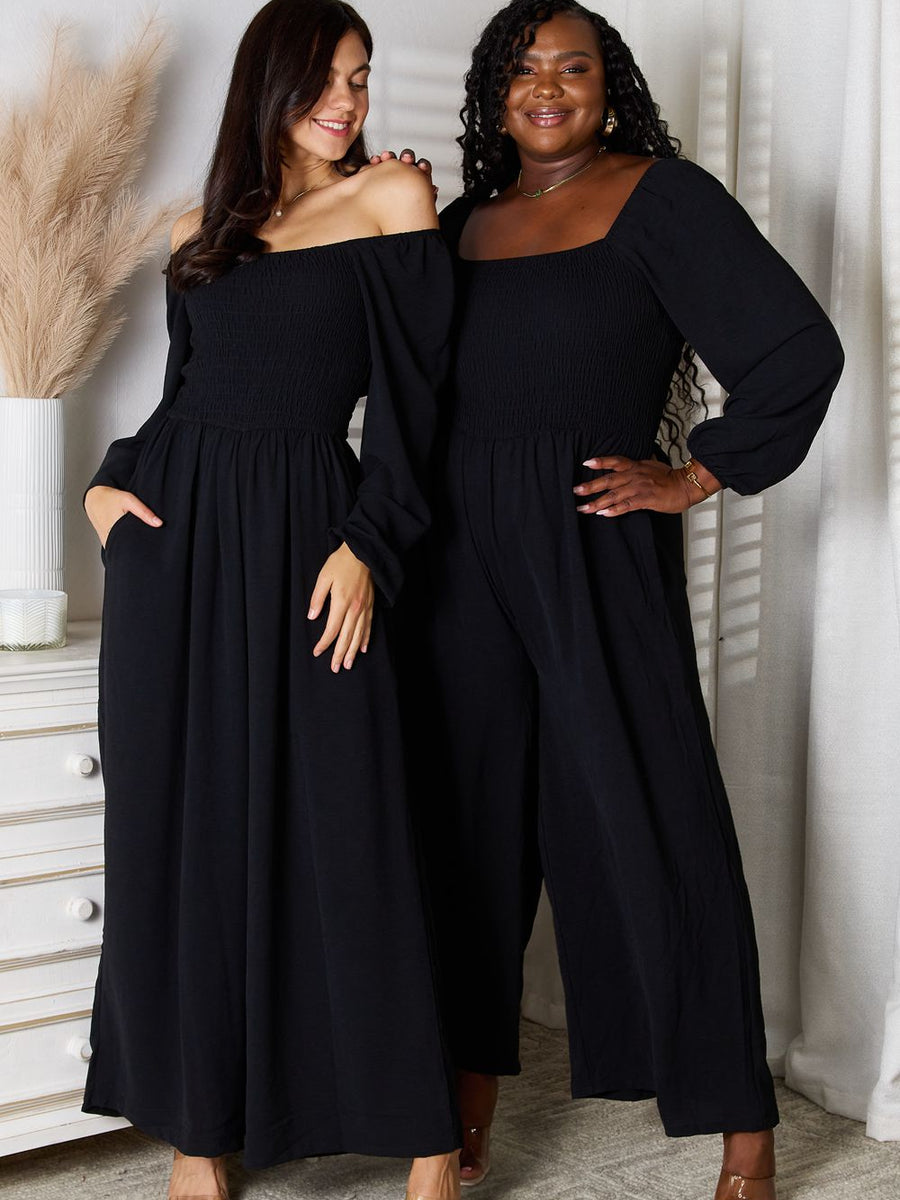 Double Take Square Neck Jumpsuit with Pockets - Opulent EmpireDouble Take Square Neck Jumpsuit with PocketsOpulent Empire