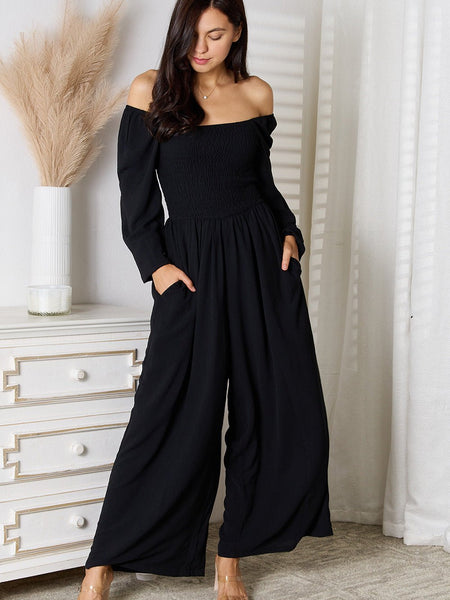 Double Take Square Neck Jumpsuit with Pockets - Opulent EmpireDouble Take Square Neck Jumpsuit with PocketsOpulent Empire