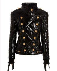Fenella — Black Gold Button Puffer Jacket