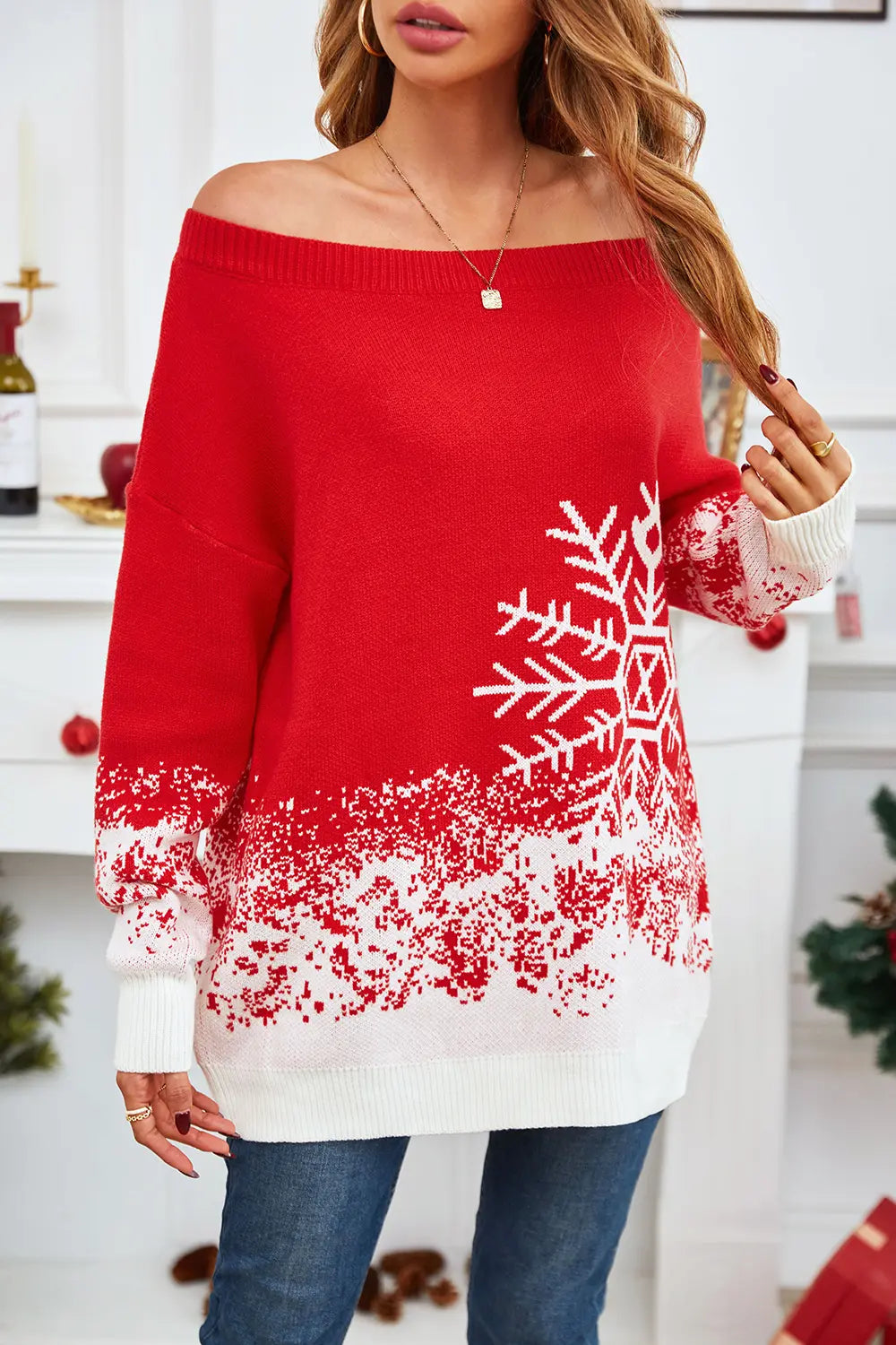 Sasha Moreau — Off-Shoulder Long Sleeve Sweater