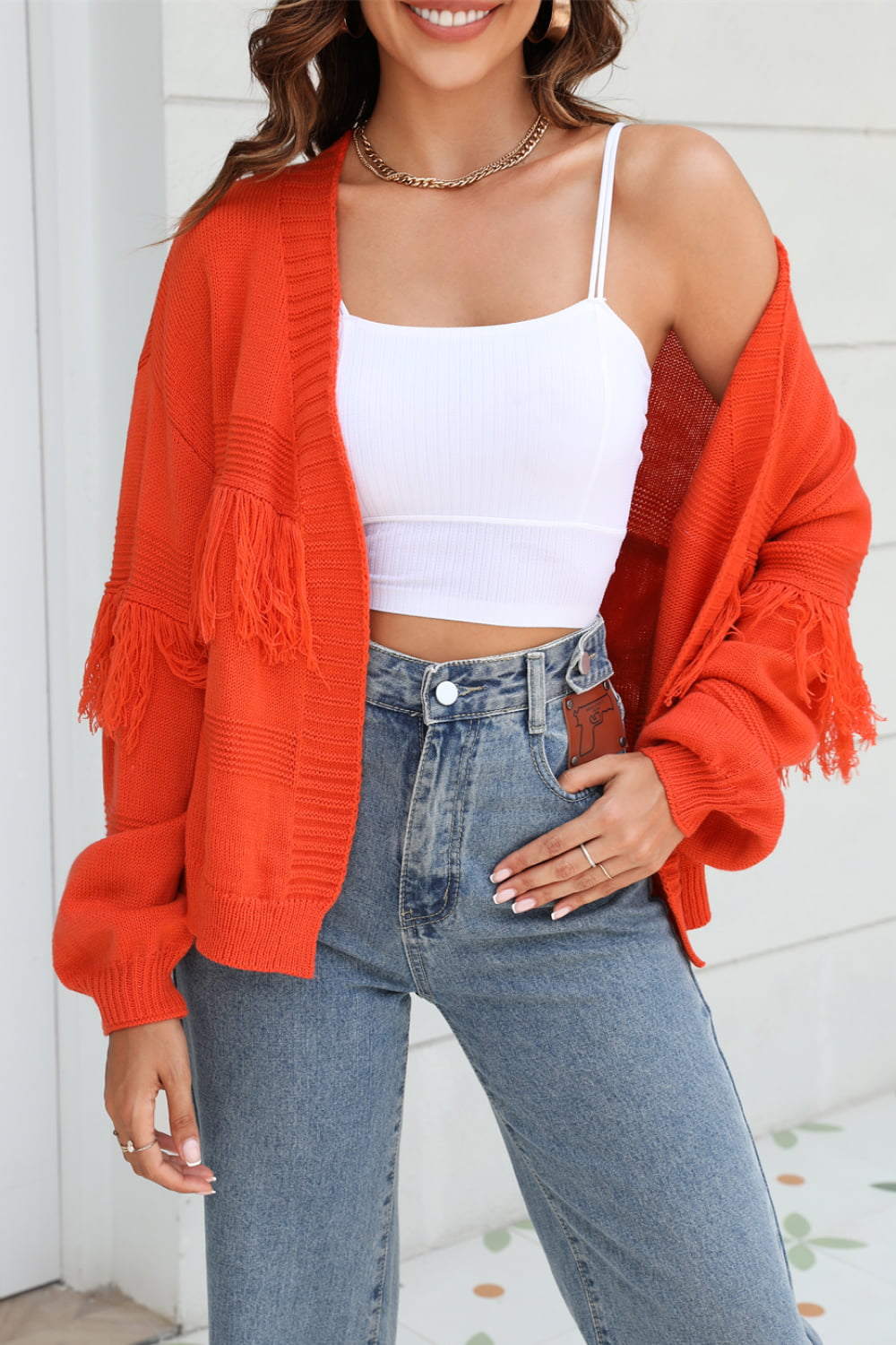 Rowan Rivière — Angel Wings Fringe Trim Open Front Cardigan, alternate view 13